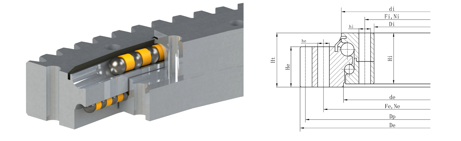外齒式雙排異徑球轉盤軸承